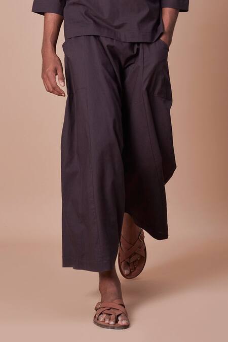 MATI_Black 100% Cotton Handwoven T-shirt And Harem Pant Set_at_Aza_Fashions