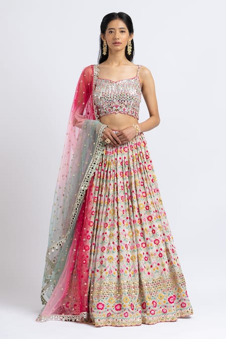 Nitika Gujral Floral Embroidered Bridal Lehenga Set 