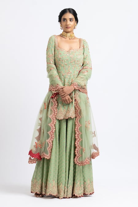 Nitika Gujral Floral Embroidered Kurta Sharara Set 