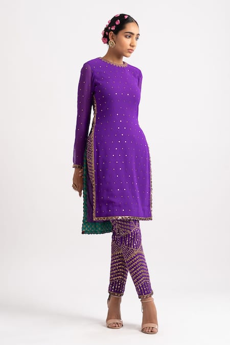 Vvani By Vani Vats High-Low Hem Kurta & Pant Set 