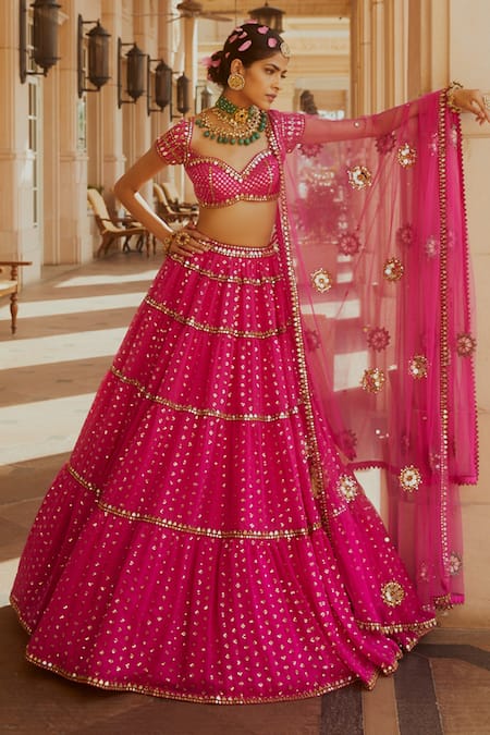 Vvani by Vani Vats Multi Tiered Bridal Lehenga Set 