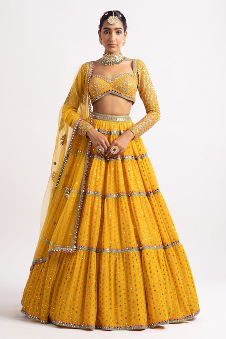 Vvani by Vani Vats Tiered Sequins Embroidered Lehenga Set 