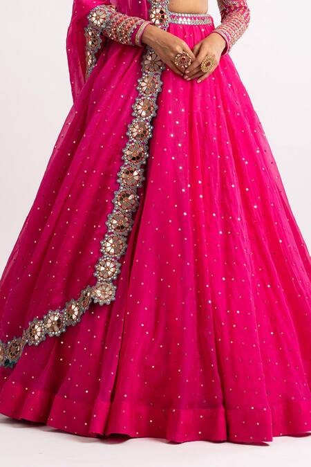 Vvani By Vani Vats_Pink Lehenga And Dupatta Organza Blouse Georgette Lining Set With Embroidered _at_Aza_Fashions
