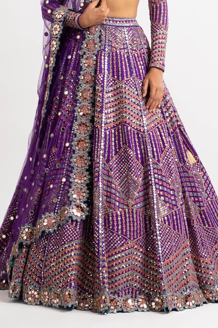 Vvani By Vani Vats_Purple Lehenga And Blouse Georgette Dupatta Net Lining Embroidered Bridal Set _at_Aza_Fashions