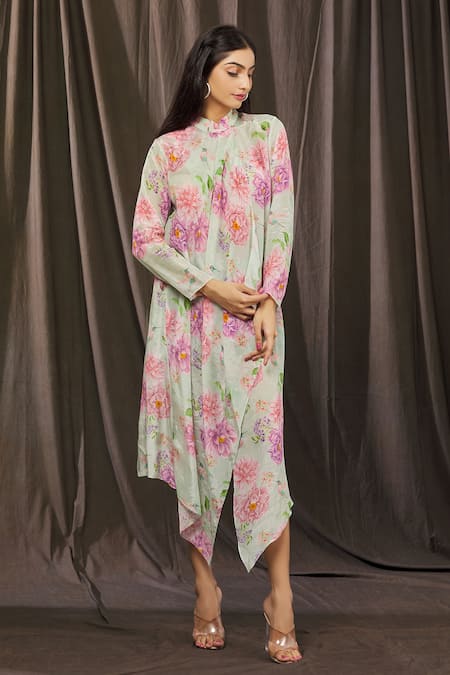 Parul | Vivek Floral Print Draped Dress 