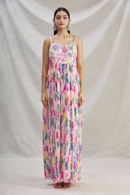 Buy Show Shaa Peach Georgette Floral Motifs Sweetheart Neck Lara Printed Anarkali And Jacket Online at Aza Fashions Buy_Show Shaa_Peach Georgette Floral Motifs Sweetheart Neck Lara Printed Anarkali And Jacket _Online_at_Aza_Fashions