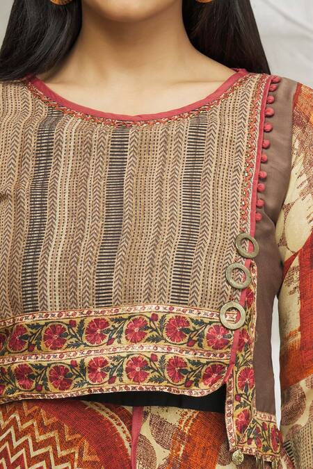 Samyukta Singhania Multi Color Art Silk Geometric Print Asymmetric Tunic at Aza Fashions Samyukta Singhania_Multi Color Art Silk Geometric Print Asymmetric Tunic_at_Aza_Fashions