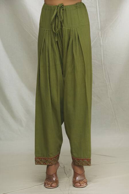 Shop Ibai Green Matka Silk Kashmiri Work Floral Embroidered Phiran Kurta And Salwar Set Online at Aza Fashions Shop_Ibai_Green Matka Silk Kashmiri Work Floral Embroidered Phiran Kurta And Salwar Set _Online_at_Aza_Fashions