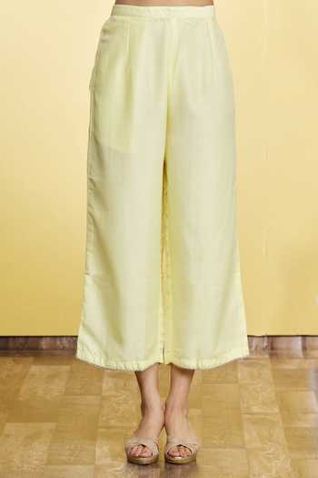 Shop_Aryavir Malhotra_Yellow Silk Blend Embroidered Floral Round Kurta Set_Online_at_Aza_Fashions