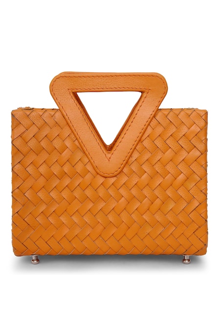 Shop Born Flash Brown Abutilon Woven Sling Bag at Aza Fashions Shop_Born Flash_Brown Abutilon Woven Sling Bag _at_Aza_Fashions