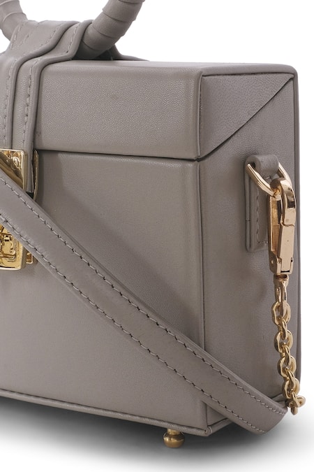 Shop_Born Flash_Gray Grey Leather Designer Sling Bag _Online_at_Aza_Fashions