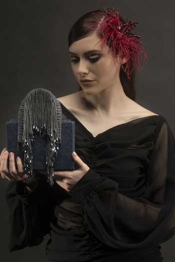 Born Flash_Blue Beads Echinops Sling Bag _Online_at_Aza_Fashions