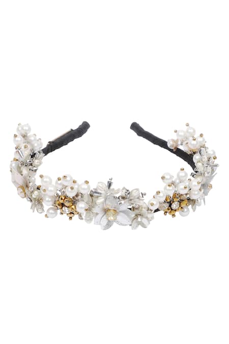 Born Flash Silver Pearls, Beads, Sequins Akshara Hairband Online at Aza Fashions Born Flash_Silver Pearls, Beads, Sequins Akshara Hairband _Online_at_Aza_Fashions