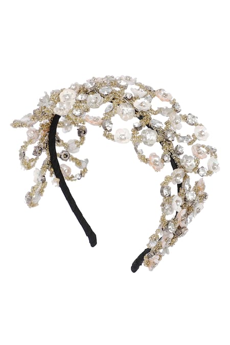 Born Flash Gold Crystals, Sequins Amerie Hairband Online at Aza Fashions Born Flash_Gold Crystals, Sequins Amerie Hairband _Online_at_Aza_Fashions