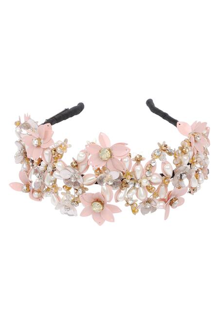 Born Flash Peach Beads, Sequins, Crystals Apolline Hairband Online at Aza Fashions Born Flash_Peach Beads, Sequins, Crystals Apolline Hairband _Online_at_Aza_Fashions