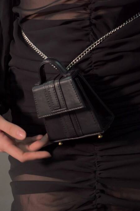 Born Flash Black Triangular Leather Waist Bag Online at Aza Fashions Born Flash_Black Triangular Leather Waist Bag _Online_at_Aza_Fashions