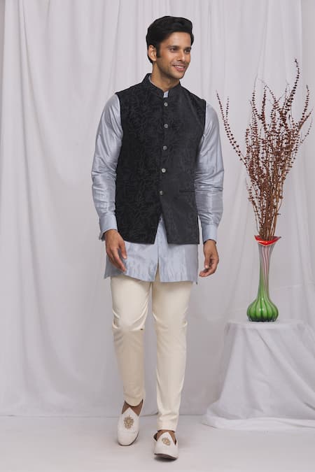 Ekam By Manish Velvet Bundi & Shirt Set 