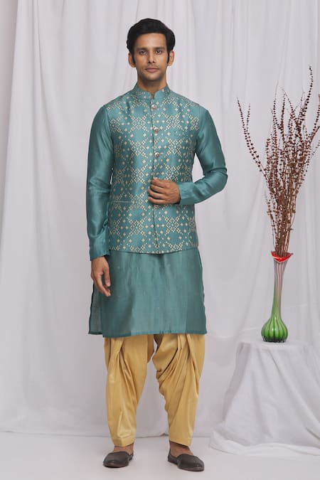 Ekam By Manish Geometric Print Nehru Jacket 