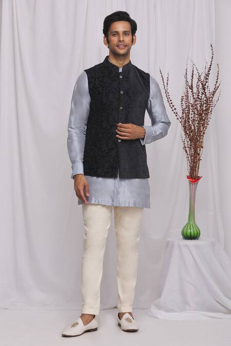 Black velvet 2024 nehru jacket