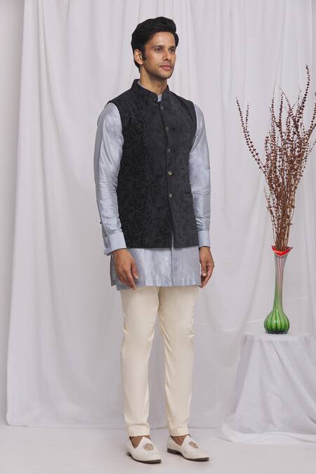 Black Velvet Readymade Nehru Jacket