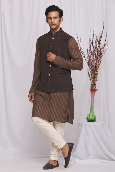 Ekam By Manish Geometric Print Nehru Jacket 