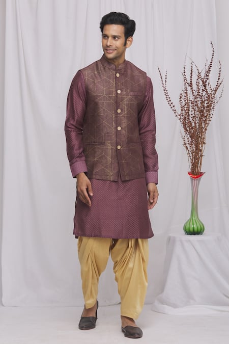 Ekam By Manish Geometric Print Nehru Jacket 