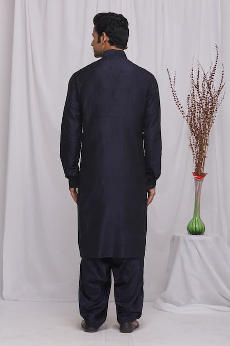 Shop Ekam By Manish Blue Raw Silk Pathani Set at Aza Fashions Shop_Ekam By Manish_Blue Raw Silk Pathani Set_at_Aza_Fashions