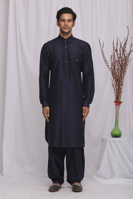 Buy Ekam By Manish Blue Raw Silk Pathani Set Online at Aza Fashions Buy_Ekam By Manish_Blue Raw Silk Pathani Set_Online_at_Aza_Fashions