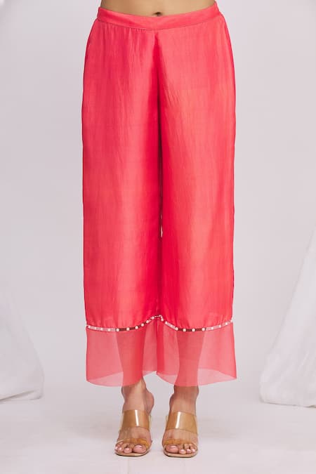 Shop_Ekta Singh_Pink Silk, Organza Floral Motifs Round Hand Embroidered Kurta Set _Online_at_Aza_Fashions