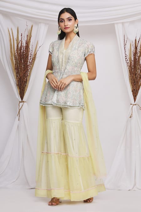 Ekta Singh Embroidered Gharara Set With Jacket 