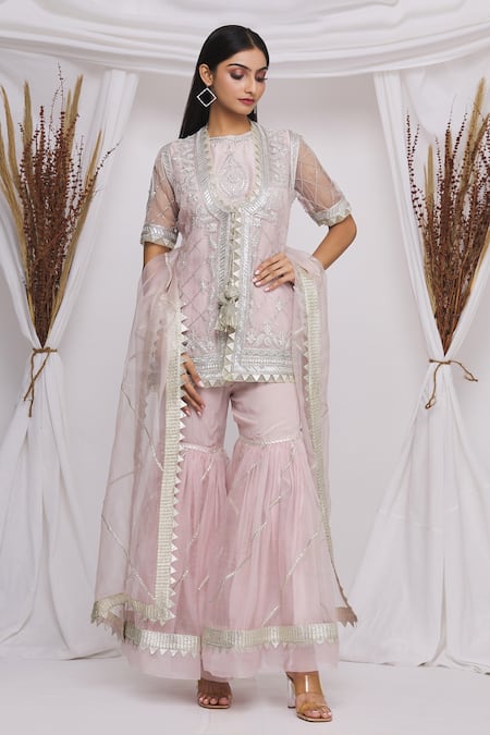 Ekta Singh Embroidered Gharara Set With Jacket 