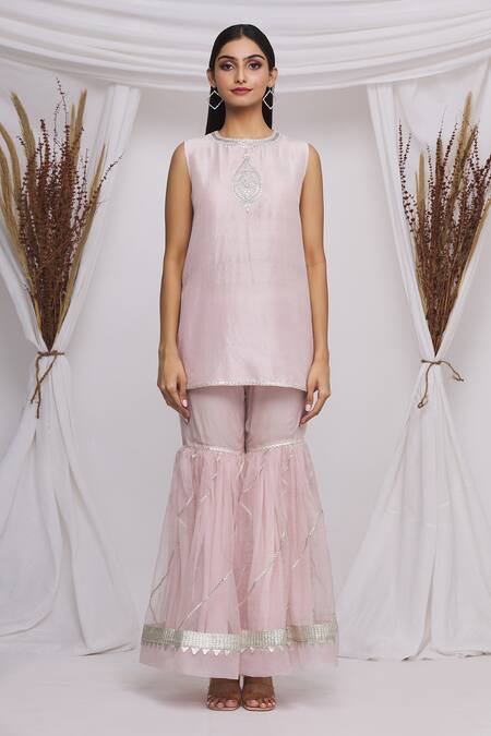 Buy_Ekta Singh_Purple Organza Floral Motifs Round Embroidered Gharara Set With Jacket _Online_at_Aza_Fashions