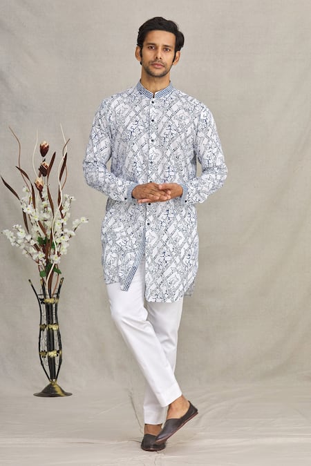 Ekam By Manish Cotton Leaf Print Kurta 