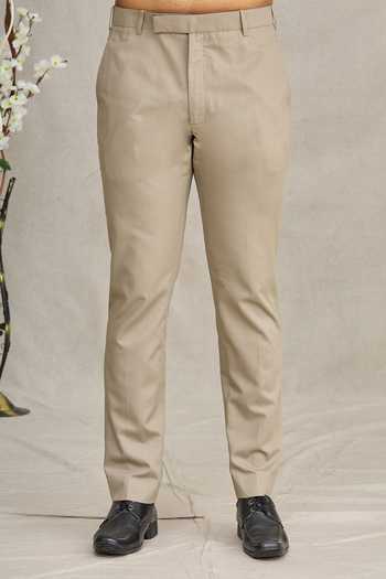 Buy_Ekam By Manish_Grey Cotton Plain Trouser_Online_at_Aza_Fashions