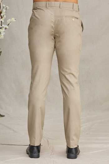 Shop_Ekam By Manish_Grey Cotton Plain Trouser_Online_at_Aza_Fashions