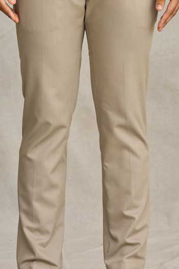 Ekam By Manish_Grey Cotton Plain Trouser_at_Aza_Fashions