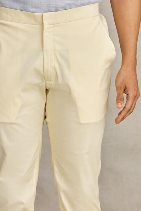 Buy Slim Fit Cotton White Trouser for men