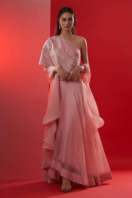 Suruchi Parakh Lehenga Set With One Shoulder Top 