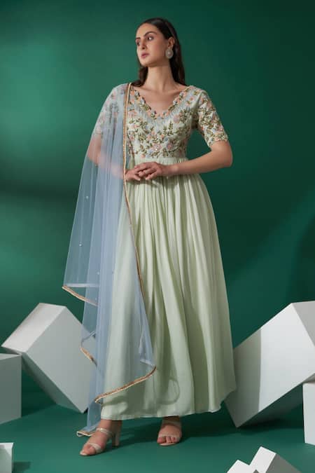 Suruchi Parakh Threadwork Anarkali With Dupatta 