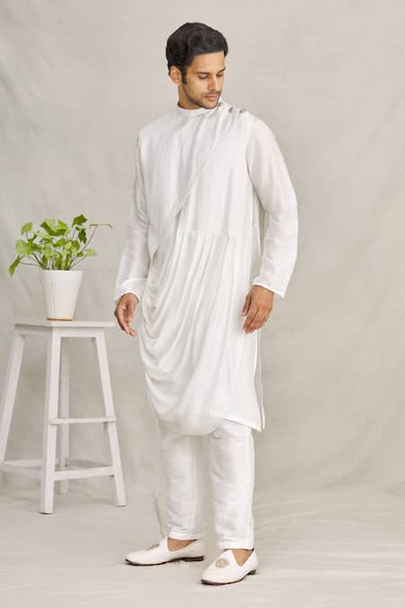 Yajy By Aditya Jain Silk Cowl Style Kurta 