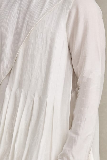 Yajy By Aditya Jain_White Silk Cowl Style Kurta _at_Aza_Fashions