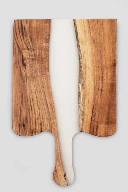 Silken_White Wood, Epoxy Icicle Wood-epoxy Platter_Online_at_Aza_Fashions