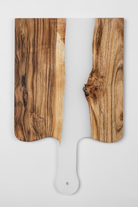 Shop_Silken_White Wood, Epoxy Icicle Wood-epoxy Platter_Online_at_Aza_Fashions