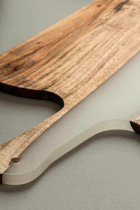 Silken_White Wood, Epoxy Icicle Wood-epoxy Platter_at_Aza_Fashions