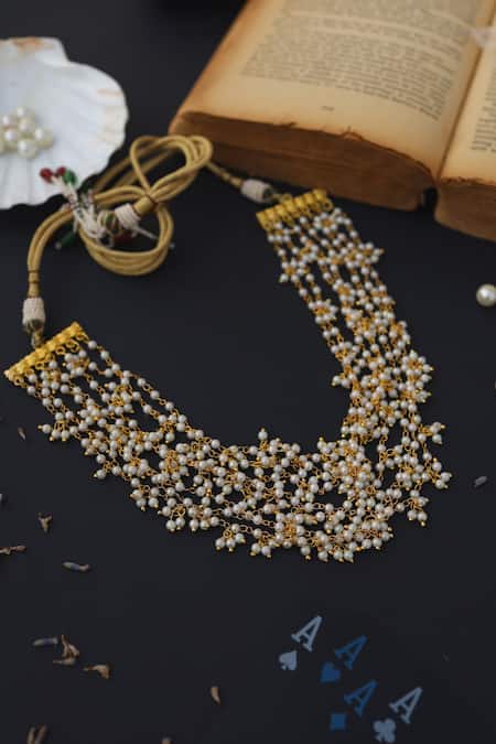 Buy Gold Plated Pearls Layered Shell Necklace by Do Taara Online at Aza  Fashions.