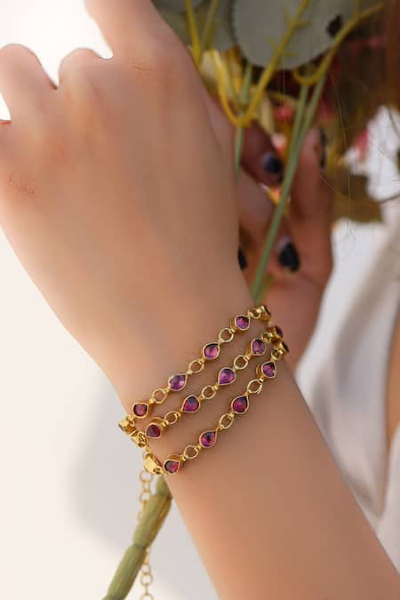 Do Taara_Gold Plated Kundan Multi Layered Bracelet _Online_at_Aza_Fashions