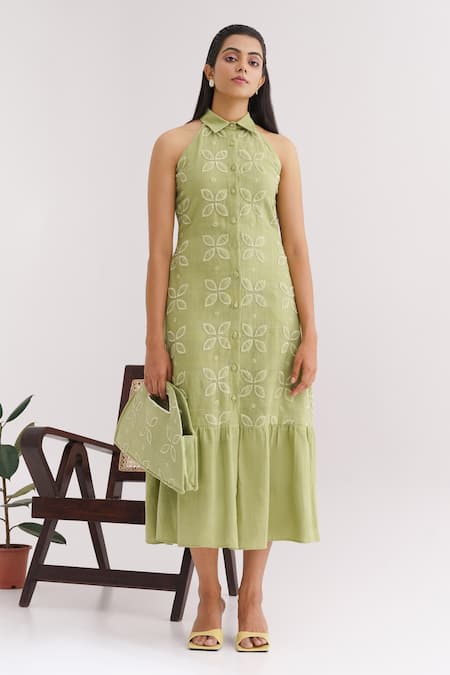 The Right Cut Keylime Handloom Cotton Dress 