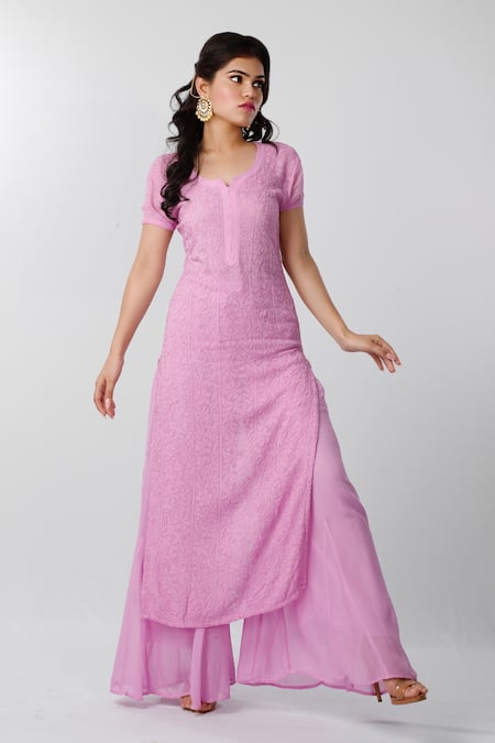 LABEL AISHWARYRIKA Chikankari Kurta Palazzo Set 