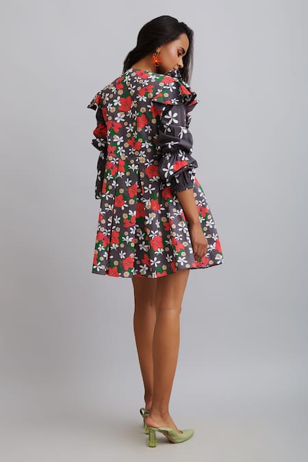 Nautanky Printed Puff Sleeve Dress 