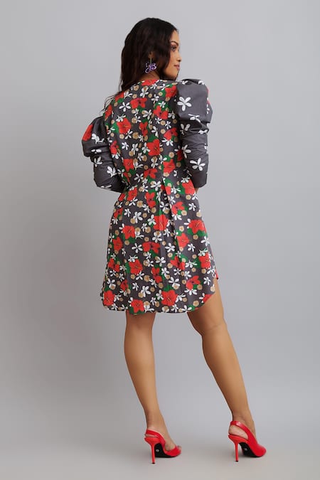 Nautanky Printed Puff Sleeve Dress 